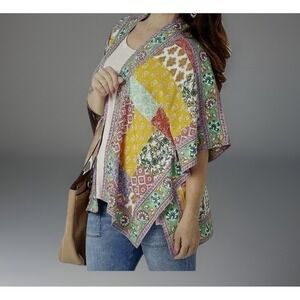 Tolani Collection Raelyn Boho Patchwork Cardigan Womens Small Resort 100% Modal